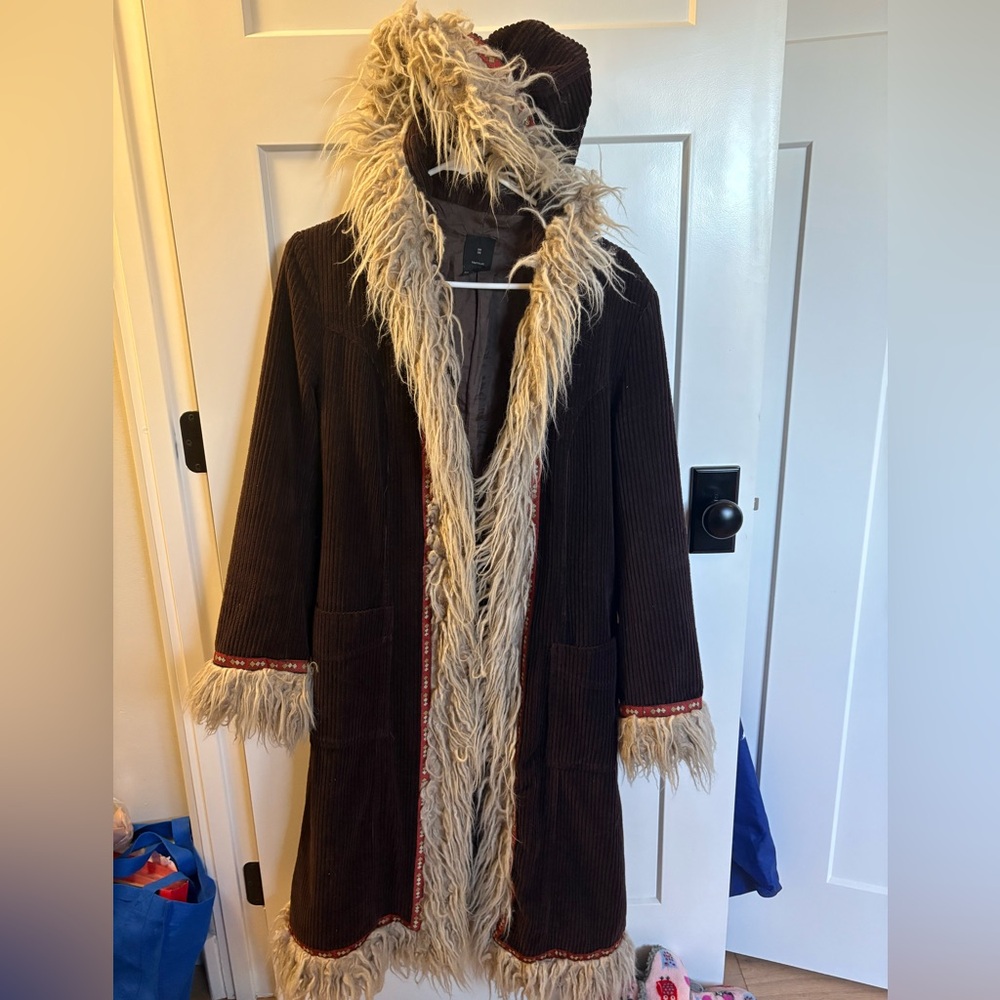 Zara Brown Teddy Jacket with Cream Faux Fur